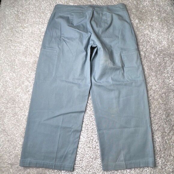 Eileen Fisher Organic Cotton Canvas Wide Leg Crop Pant Blue FLAWS - Picture 2 of 7